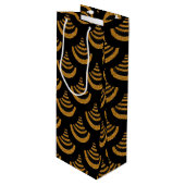 Faux Black & Gold Glitter | Art Deco Wijn Cadeautas (Voorkant Gekanteld)