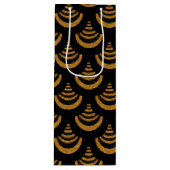 Faux Black & Gold Glitter | Art Deco Wijn Cadeautas (Voorkant)