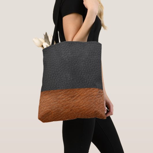 Faux Black/Golden Brown Leather — Canvas tas (Dichtbij)