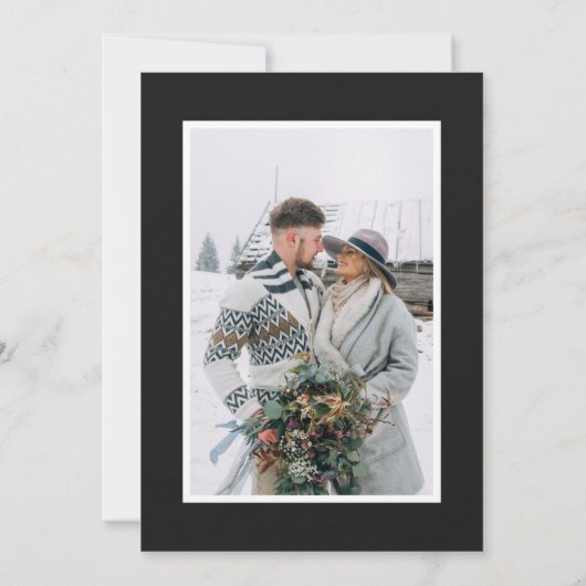 Faux Black Kraft rustieke bruiloft 2 foto Bedankkaart (Achterkant)