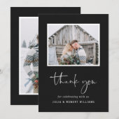 Faux Black Kraft rustieke bruiloft 2 foto Bedankkaart (Voorkant / Achterkant)