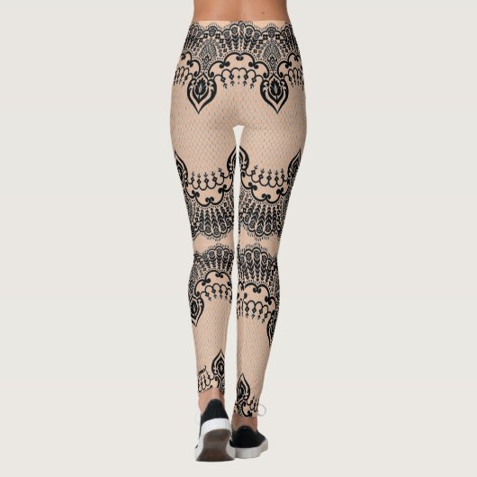 Faux Black Lace Fishnet Leggings - Aangepaste kleu (Achterkant)