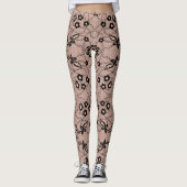 Faux Black Lace Fishnet-Leggings met bloemen Leggings (Voorkant)