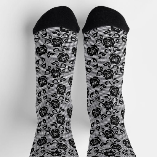 Faux Black Lace Fishnet Sokken Romantisch (Top)