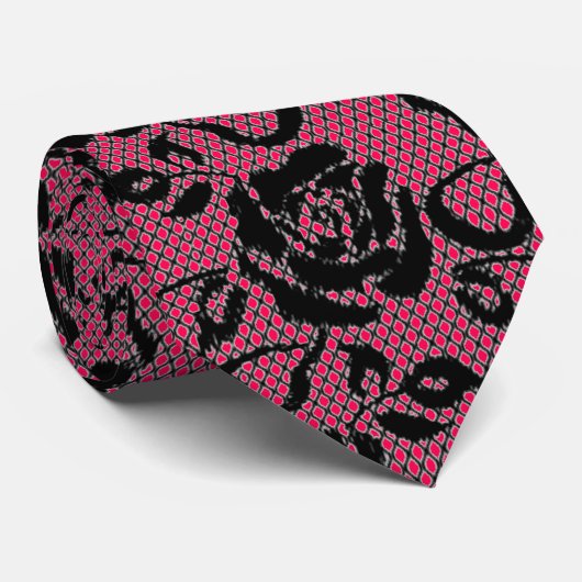 Faux Black Lace Fishnet Stropdas - Kies kleuren (Opgerold)