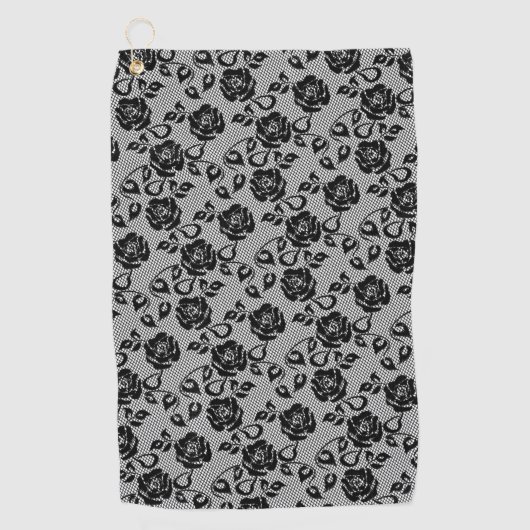 Faux Black Lace Golf Handdoek (Voorkant)