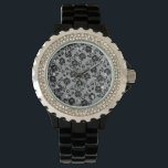 Faux Black Lace Horloge<br><div class="desc">Faux Black Lace Horloges Romantische Rozen Fishnet Watch - of Kies / voeg uw favoriete achtergrondkleur ! U kunt ook jouw tekst / naam toevoegen. Formaat wijzigen en verplaatsen of verwijderen / element toevoegen - afbeelding / tekst met het gereedschap Aanpassen. Ontwerp van MIGNED. Bekijk mijn andere projecten/design. U kunt...</div>