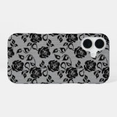 Faux Black Lace iPhone Case 16 Hoesje (Achterkant horizontaal)
