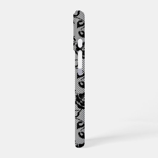 Faux Black Lace iPhone Case iPhone 16 Hoesje (Linkerkant)