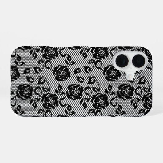 Faux Black Lace iPhone Case iPhone 16 Hoesje (Achterkant horizontaal)