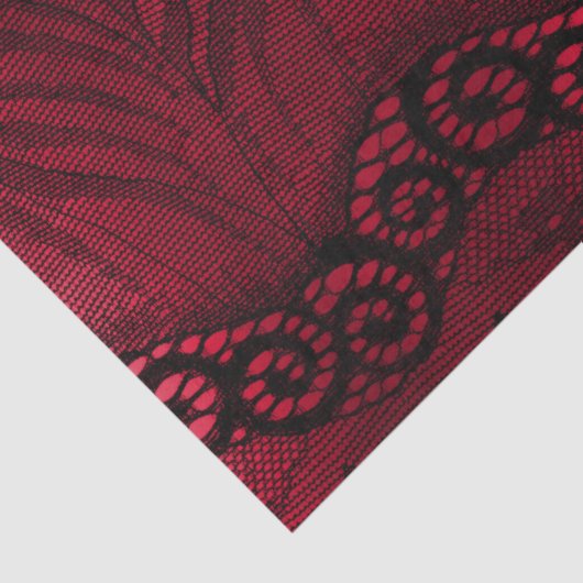 Faux Black Lace op Red Decoupage Tissuepapier (Detail)