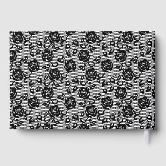 Faux Black Lace Roos Fishnet gastenboek (Achterkant)
