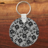 Faux Black Lace Roos Fishnet Sleutelhanger (Voorkant)
