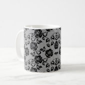 Faux Black Lace Rozen Fishnet Coffee Mok (Voorkant links)
