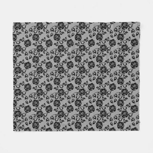 Faux Black Lace Rozen Fishnet Fleece Blanket Deken (Voorkant (Horizontaal))