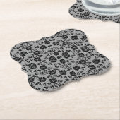 Faux Black Lace Rozen Fishnet Paper Onderzetter (Gekanteld)