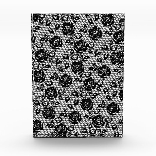 Faux Black Lace Rozen Fishnet Photo Block Fotoblokken (Voorkant)