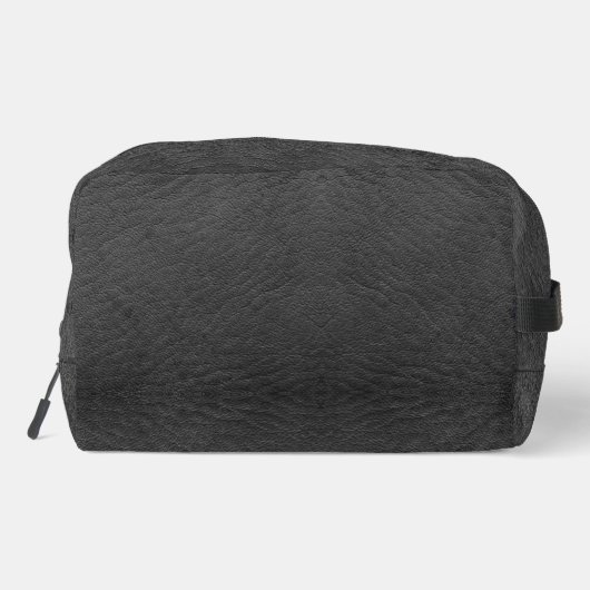 Faux Black Leather Dopp Kit met Embossed Text Toilettasje (Achterkant)