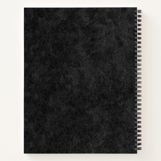 Faux Black Leather Minimalist Logo Employee Name Notitieboek (Achterkant)