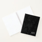 Faux Black Leather Modern 2 Letter Monogram Notitieboek (Binnen)