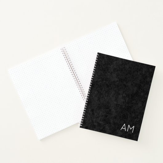 Faux Black Leather Modern 2 Letter Monogram Notitieboek (Binnen)