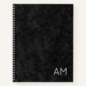 Faux Black Leather Modern 2 Letter Monogram Notitieboek (Voorkant)