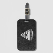 Faux Black Leather Modern Business Logo Bagagelabel (Voorkant (verticaal))