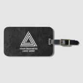 Faux Black Leather Modern Business Logo Bagagelabel (Voorkant (horizontaal))
