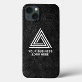 Faux Black Leather Modern Business Logo Case-Mate iPhone Case (Achterkant)