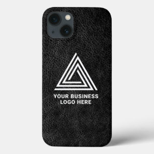 Faux Black Leather Modern Business Logo Case-Mate iPhone Case