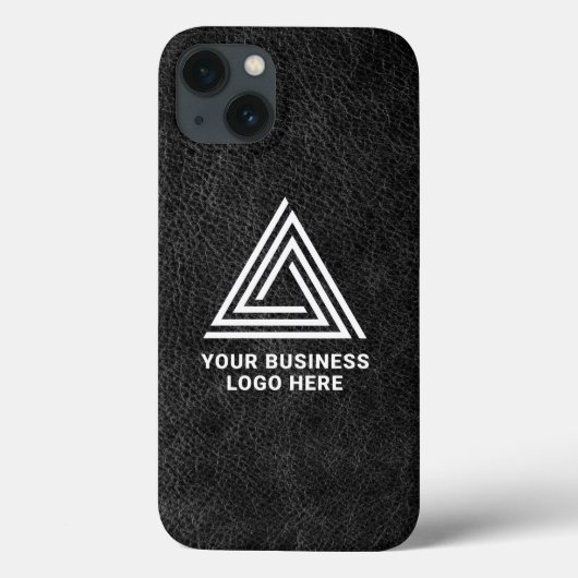 Faux Black Leather Modern Business Logo Case-Mate iPhone Case (Achterkant)