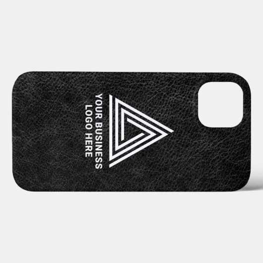 Faux Black Leather Modern Business Logo Case-Mate iPhone Case (Achterkant (horizontaal))
