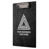 Faux Black Leather Modern Business Logo Klembord (Links)