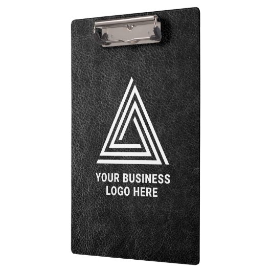 Faux Black Leather Modern Business Logo Klembord (Links)