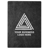 Faux Black Leather Modern Business Logo Klembord (Achterkant)