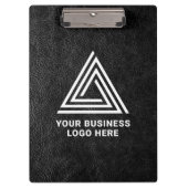 Faux Black Leather Modern Business Logo Klembord (Voorkant)