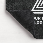 Faux Black Leather Modern Business Logo Muismat (Hoek)