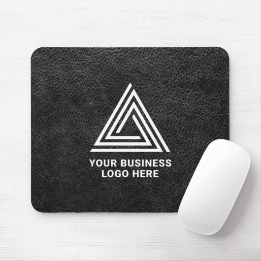 Faux Black Leather Modern Business Logo Muismat (Met muis)