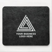 Faux Black Leather Modern Business Logo Muismat (Voorkant)