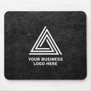 Faux Black Leather Modern Business Logo Muismat