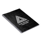 Faux Black Leather Modern Business Logo Notitieboek (Rechterzijde)
