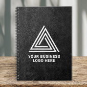 Faux Black Leather Modern Business Logo Notitieboek