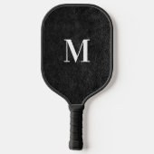Faux Black Leather Modern Monogram Pickleball Paddle (Achterkant)
