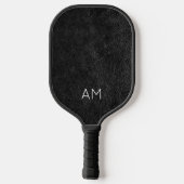 Faux Black Leather Two Letter Monogram Pickleball Paddle (Achterkant)