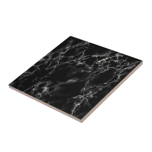 Faux Black Marble Stone Ceramic Tegel Tegeltje (Zijkant)