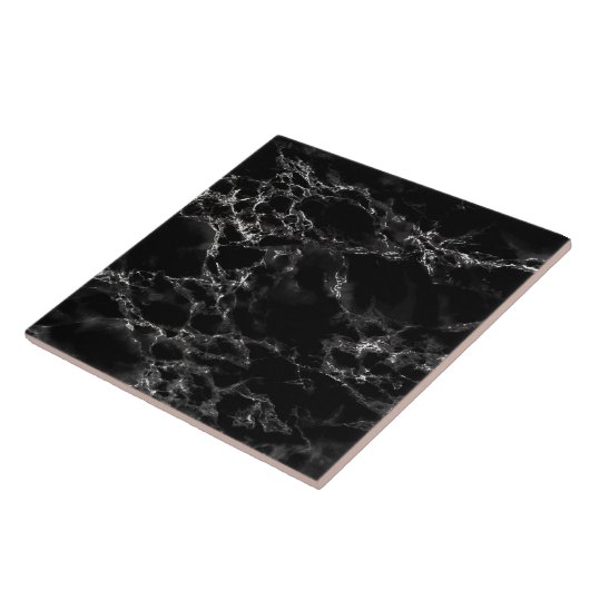 Faux Black Marble Stone Ceramic Tegel Tegeltje (Zijkant)
