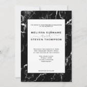 Faux Black Marble Texture Kijk bruiloft Kaart (Voorkant)