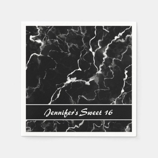 Faux Black Marble Texture Kijk lekker op 16 oktobe Servet (Voorkant)