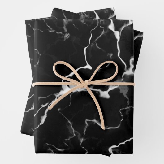 Faux Black Marble Texture Kijk uit Inpakpapier Vel (In situ)