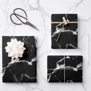 Faux Black Marble Texture Kijk uit Inpakpapier Vel
